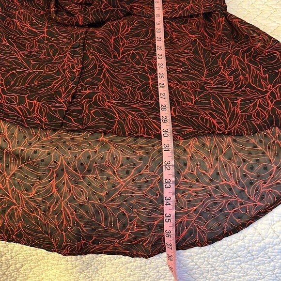 NWT Lane Bryant Sheer Swiss Dot Leaves Print Long Tunic Long Sleeve Tie Belt 18 - Picture 11 of 11
